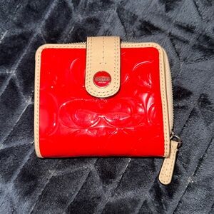 Vibrant red coach zipper wallet